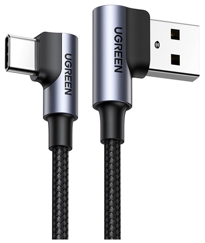

Кабель угловой Ugreen US176 (20855) Right Angle USB-A to USB-C Cable (угол направо), 0,5 м, черный