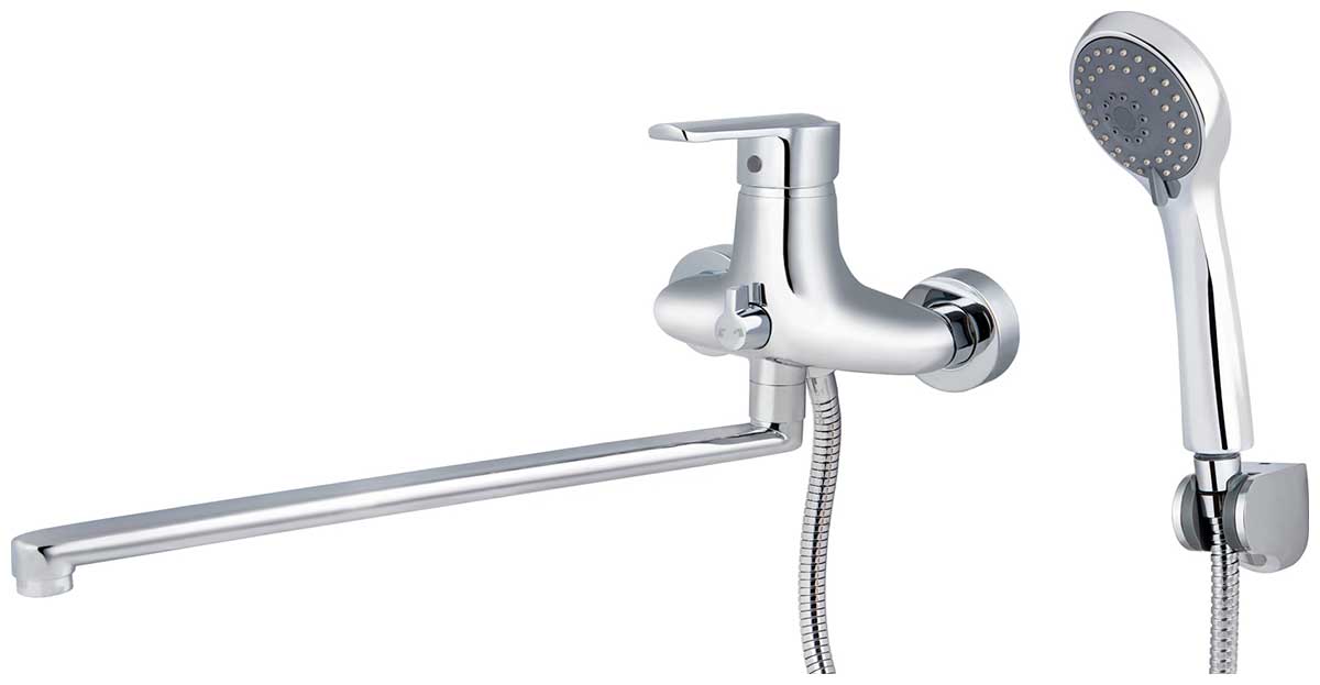 Изображение товара Смеситель для ванной Kaiser Orbit хромированный с душевым гарнитуром 40 см