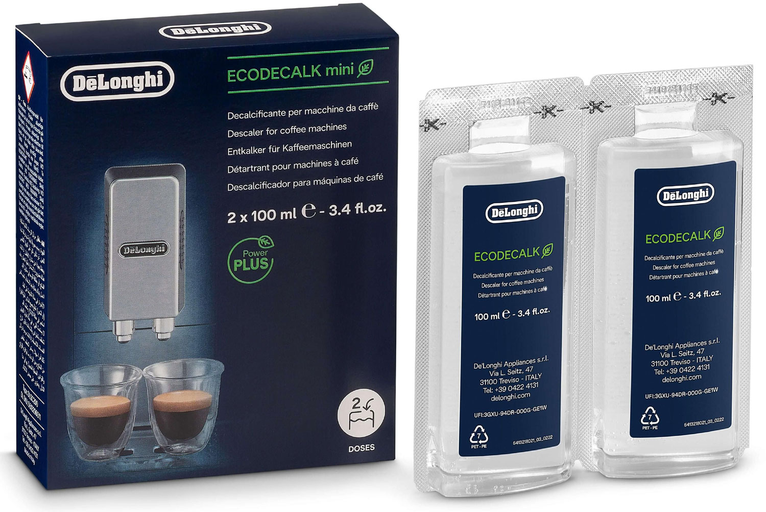 Изображение товара Средство для удаления накипи De'Longhi DLSC200 2X100ML - безопасное очистительное средство