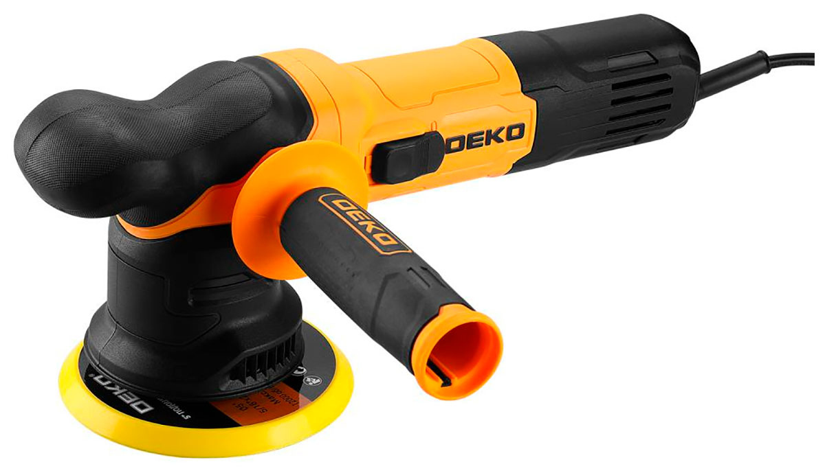 Шлифмашина полировальная орбитальная сетевая Deko P1250-D, 125 мм, 1250 Вт, черно-желтый (083-1046)