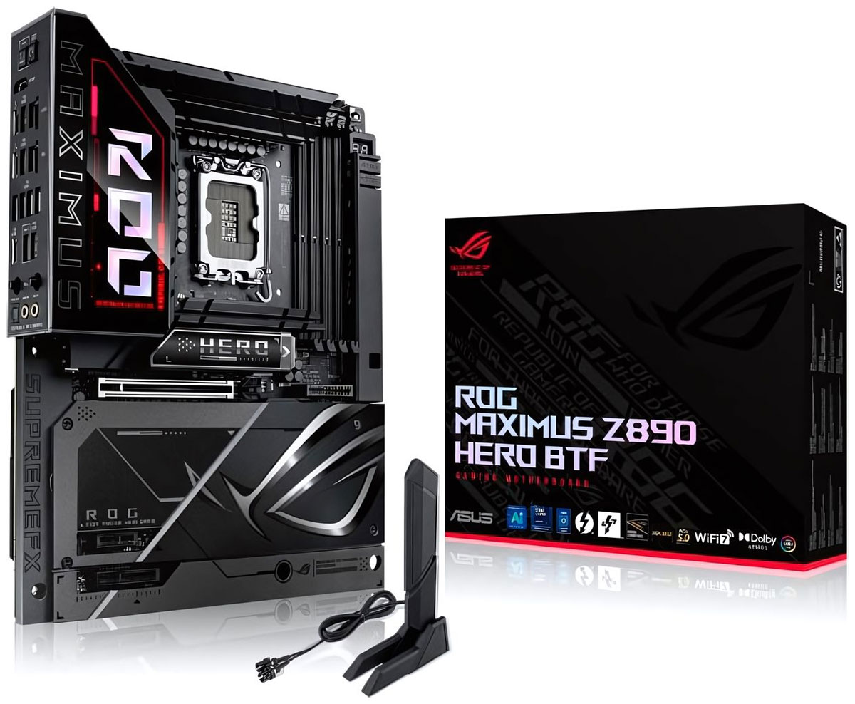 Изображение товара Материнская плата Asus ROG MAXIMUS Z890 HERO BTF DDR5 для мощных сборок Изображение товара Материнская плата Asus ROG MAXIMUS Z890 HERO BTF DDR5 для мощных сборок