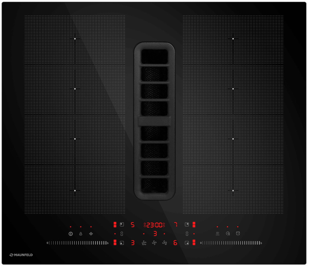 Изображение товара Индукционная варочная панель Maunfeld MIHC604SF2BK с вытяжкой и таймером