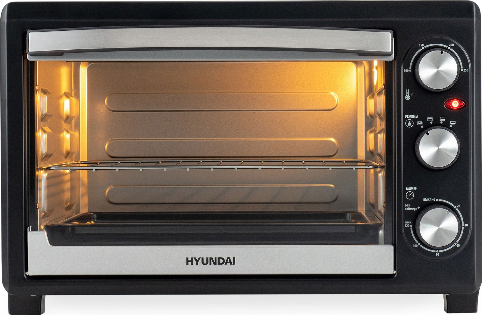 Изображение товара Мини-печь Hyundai MIO-HY073 26 л 1500 Вт серебристый черный компактная духовка