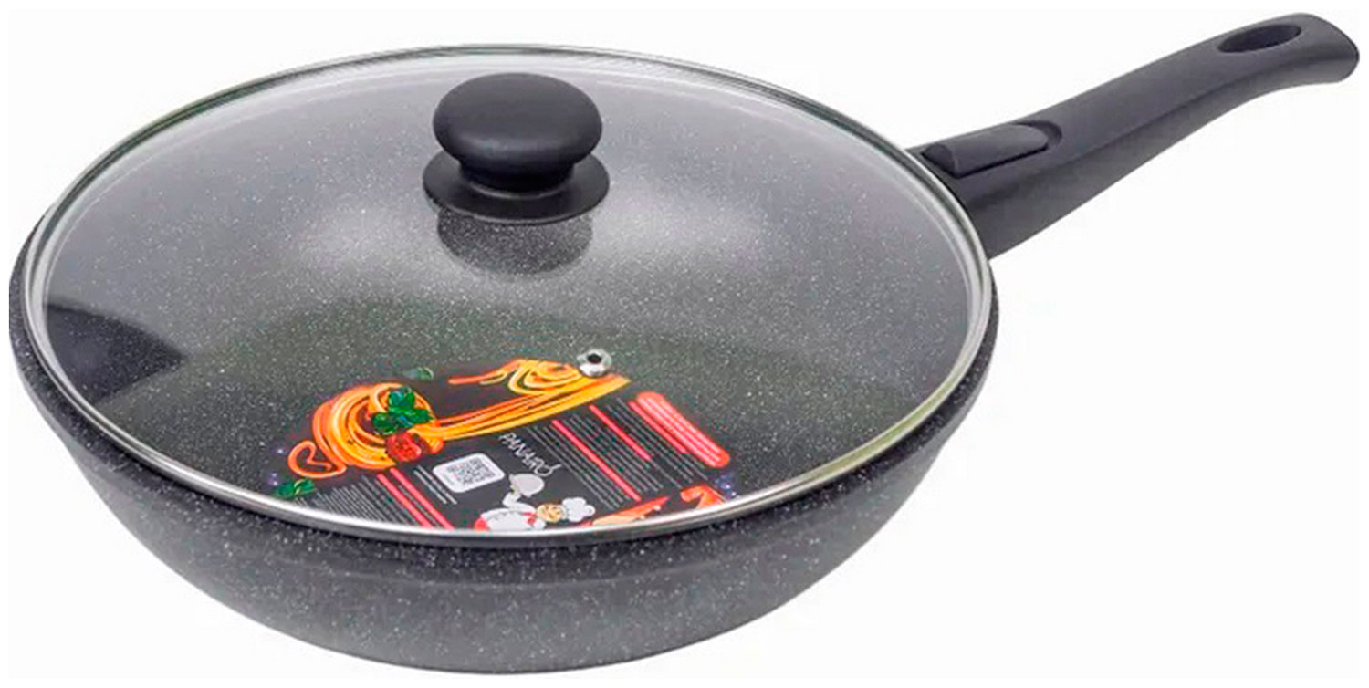 Изображение товара Сковорода-ВОК Panairo Veranss, 28 см, с крышкой и съемной ручкой (VR-WOK-28-Srus-K-K.pls)