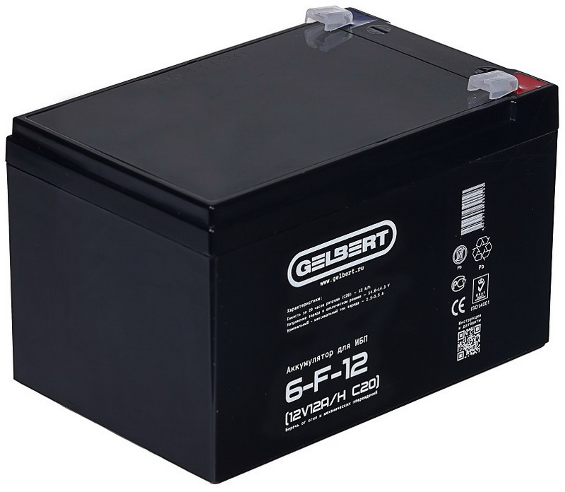 Изображение товара Батарея для ИБП Gelbert 6-F-12 12V 12A/H AGM VRLA без обслуживания