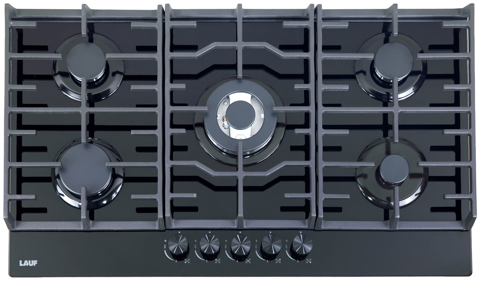 Изображение товара Газовая варочная панель Lauf PG-907BL 5 конфорок закаленное стекло безопасно стильно