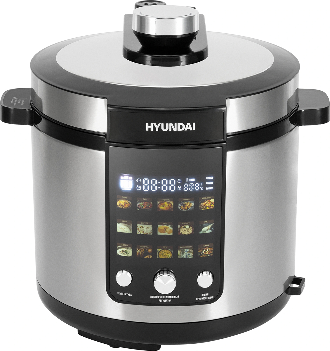 Изображение товара Мультиварка-скороварка Hyundai HYMC-2402, 6 л., 1200 Вт, серебристый/черный