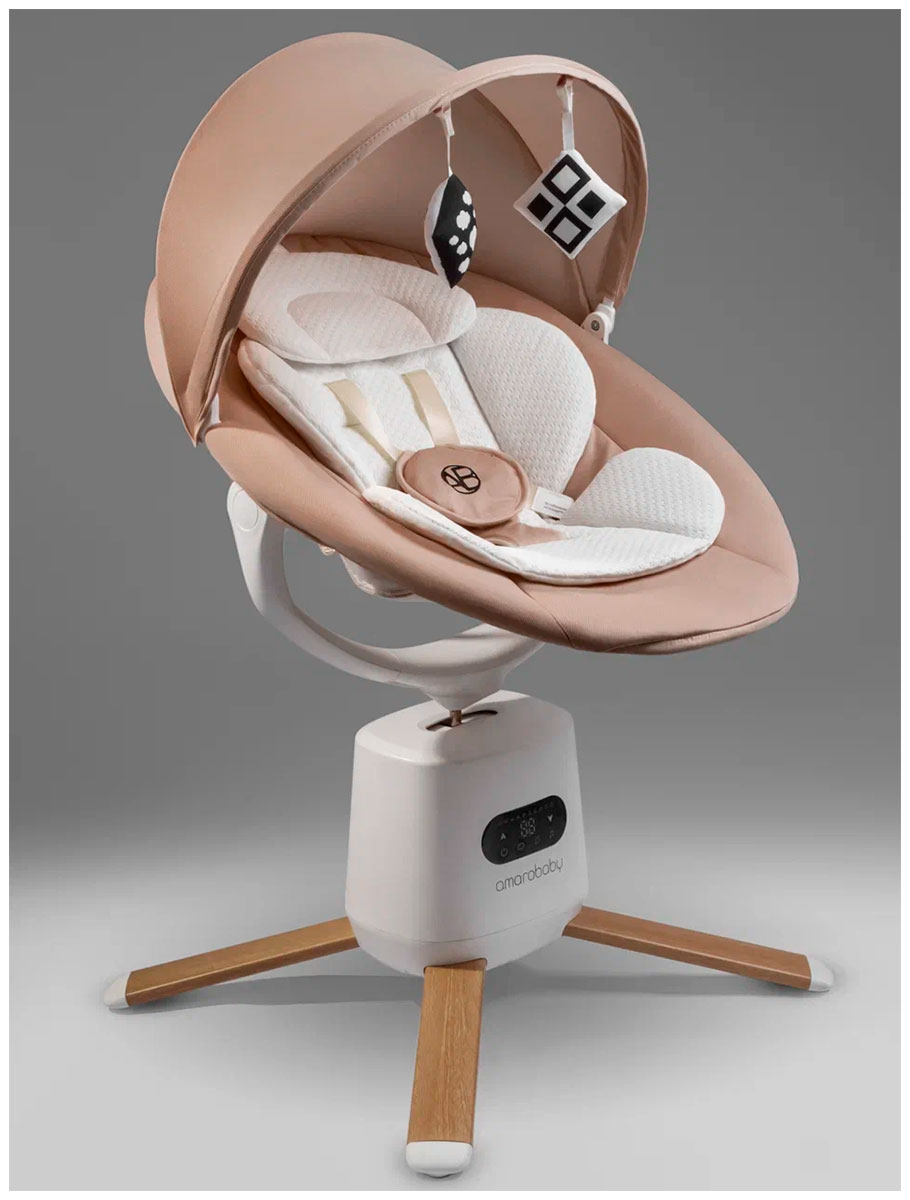 Изображение товара Электрокачели для детей Amarobaby Jolly swing бежевый с пультом и музыкой