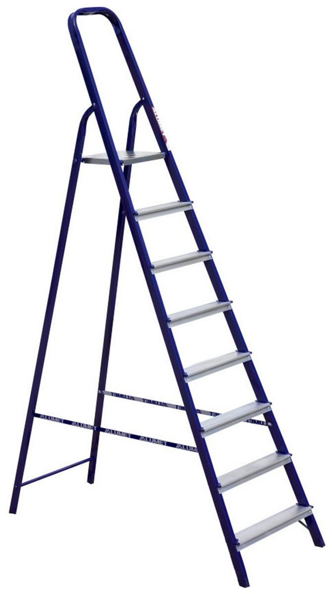 Изображение товара Стальная, окрашенная стремянка Alumet с алюминиевыми ступенями 8 ст. (M8408)