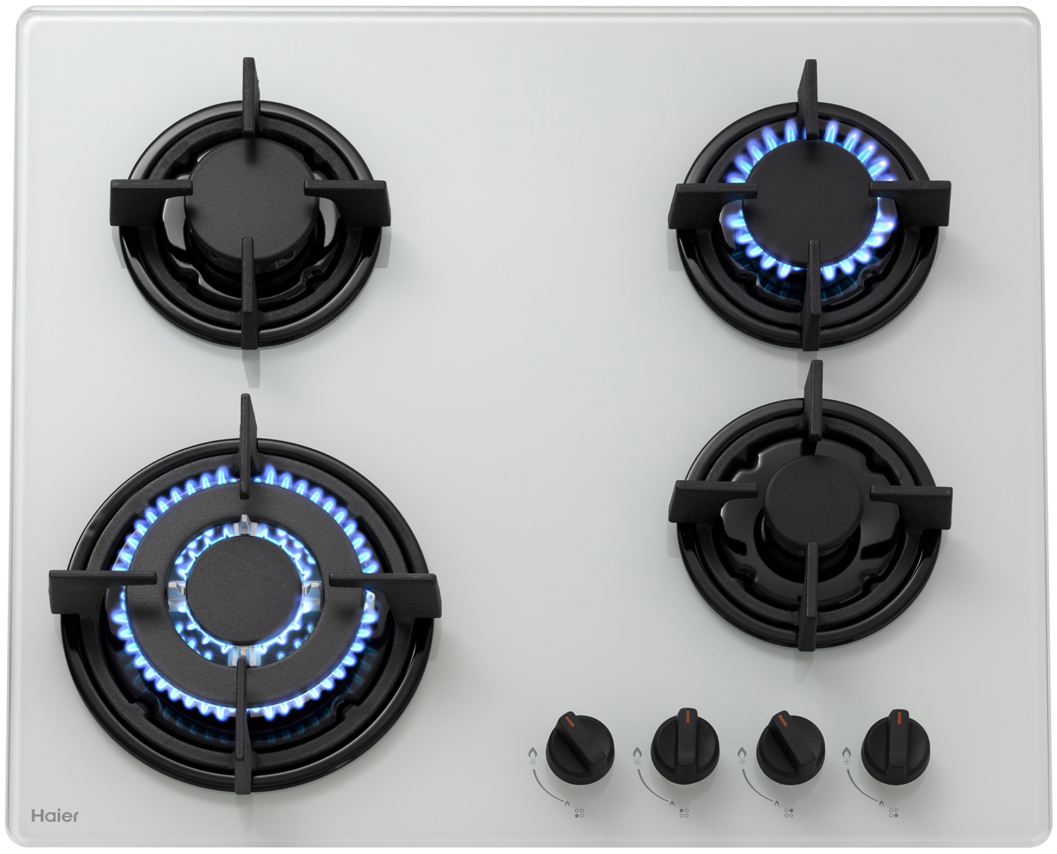 Изображение товара Газовая варочная панель Haier HHX-G 64 CWW1 с 4 конфорками и автоэлектроподжигом