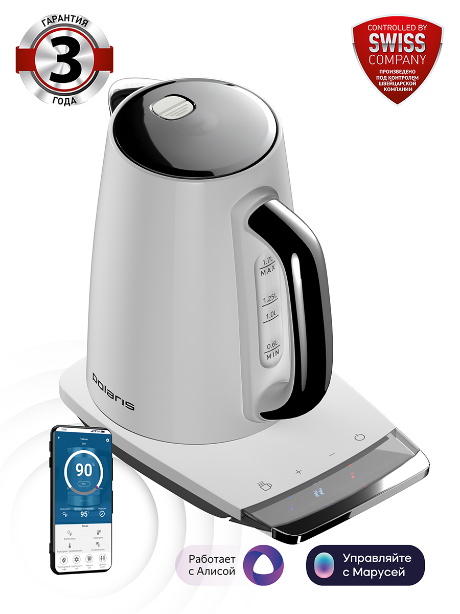 Изображение товара Чайник электрический Polaris PWK 1755CAD WIFI IQ Home белый Изображение товара Чайник электрический Polaris PWK 1755CAD WIFI IQ Home белый