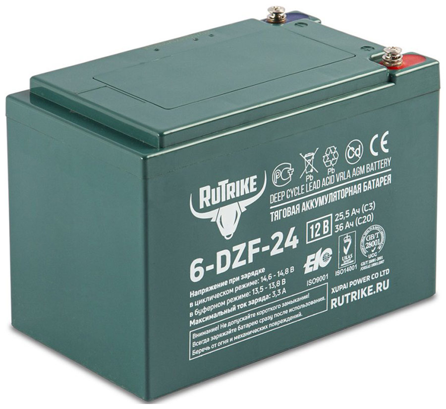 Изображение товара Тяговый аккумулятор Rutrike 6-DZF-24 (12V24A/H C2)