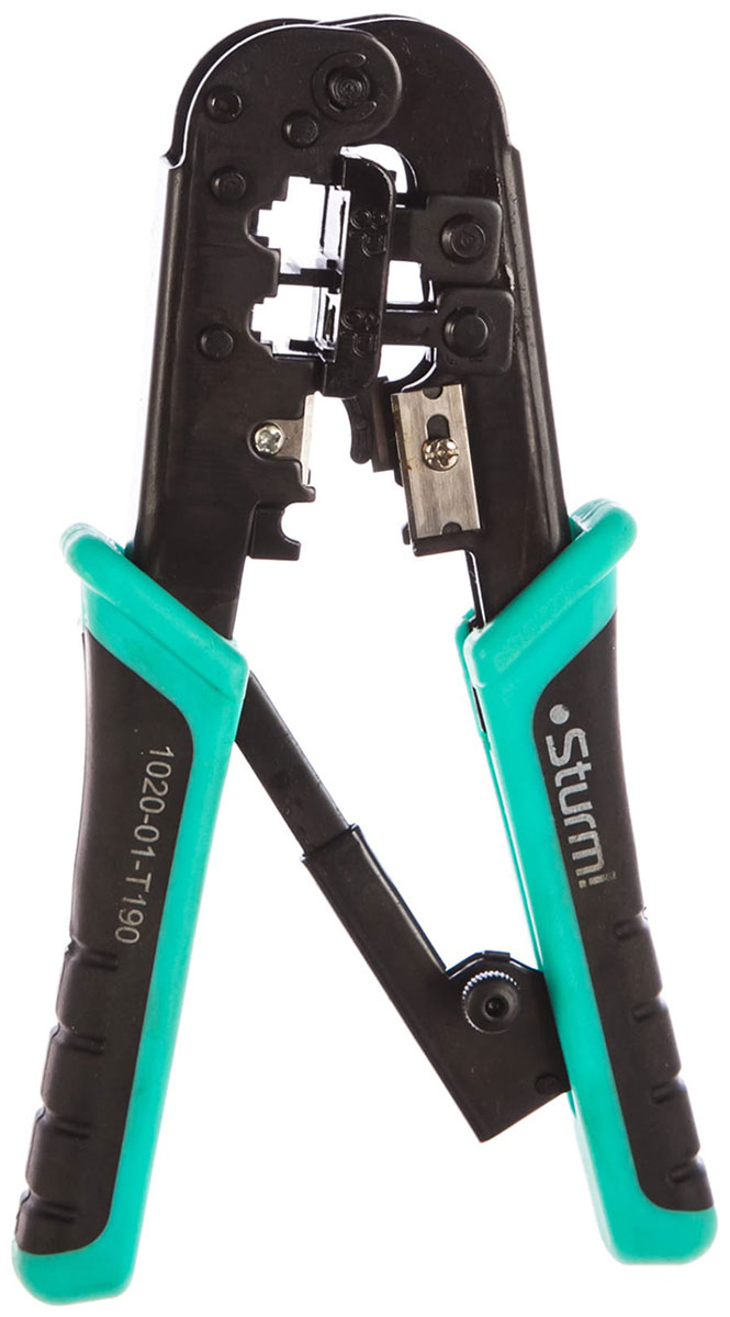 

Клещи для обжима телефонных и компьютерных клемм Sturm! 1020-01-T190 RJ-45/6P/8P и RJ-11/12/6P/8P