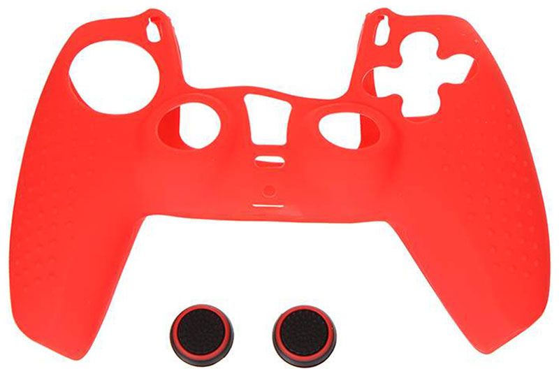 Чехол силиконовый Red Line для геймпада игровой приставки P5, красный (HS-PS5303C) цена и фото