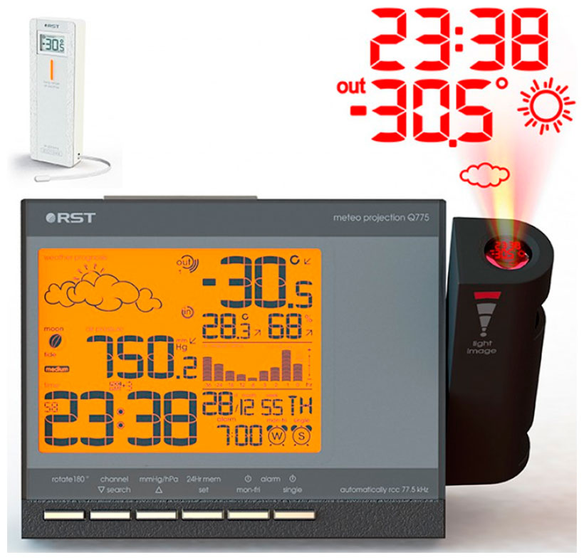 Часы-метеостанция RST meteo projection Q775 RST- RST32775 графит  Часы-метеостанция RST meteo projection Q775 RST- RST32775 графит