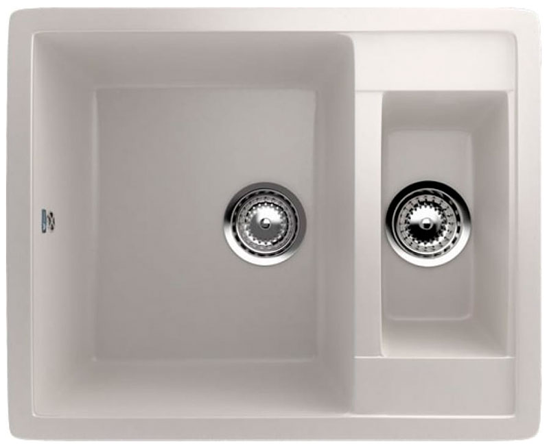 Изображение товара Кухонная мойка Ulgran U-106 из искусственного мрамора белая, 2 чаши, монтаж сверху