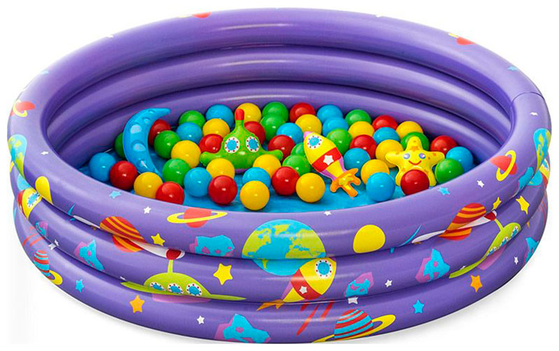 Изображение товара Бассейн надувной детский BestWay Intergalactic Surprise 52466 102х102х25 см с мячами