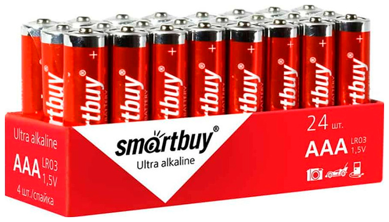 Батарейки Smartbuy LR03 SR4 24шт батарейки ergolux alkaline lr03 bp aaa 12 шт