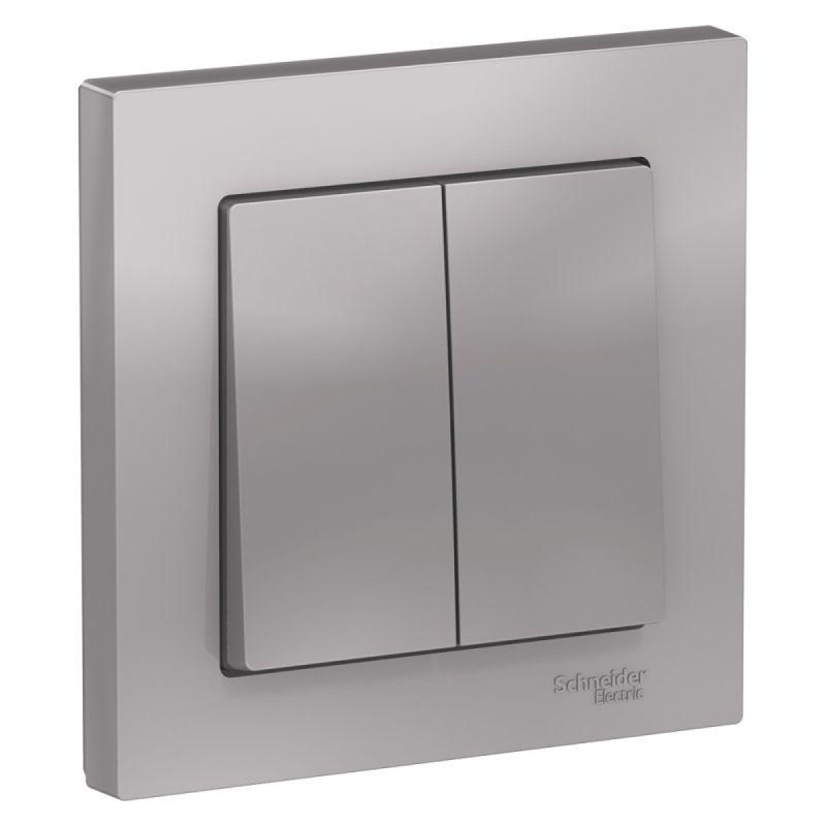 Изображение товара Выключатель двухклавишный Systeme Electric AtlasDesign 10А IP20 алюминиевый