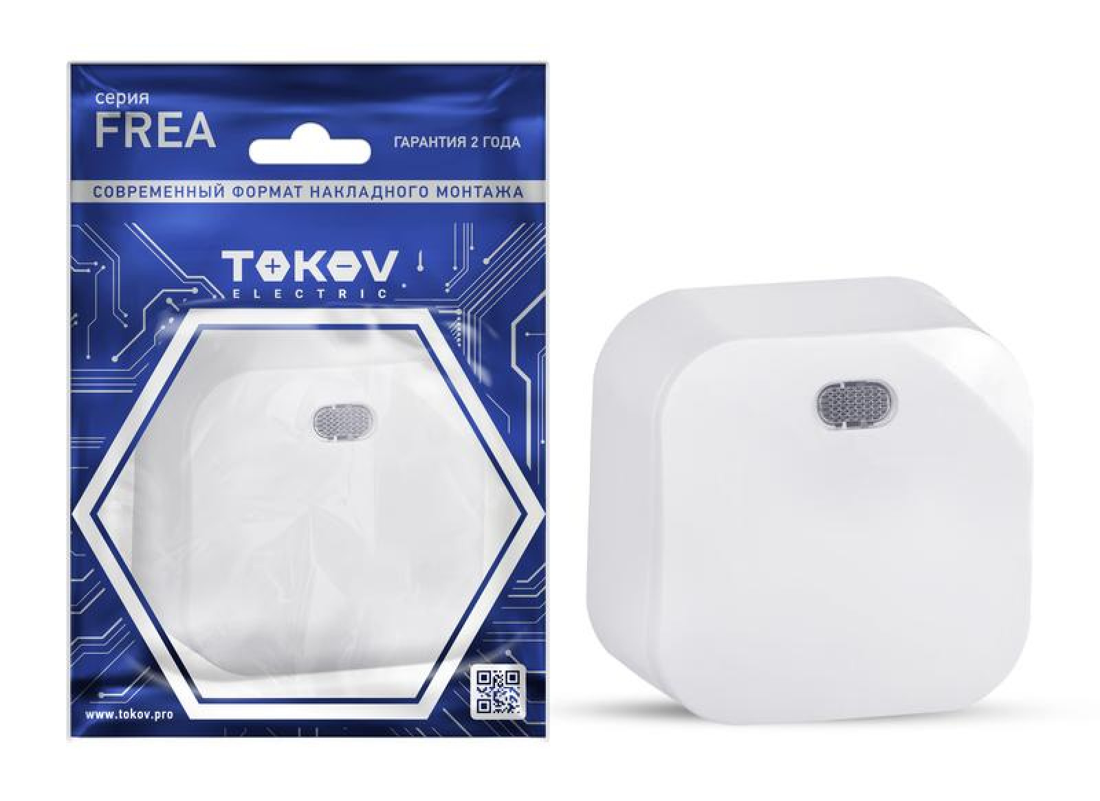 Изображение товара Выключатели, переключатели, диммеры Tokov Electric Выключатель 1-кл. ОП Frea 10А IP20 250В с индикацией АБС-пластик бел.