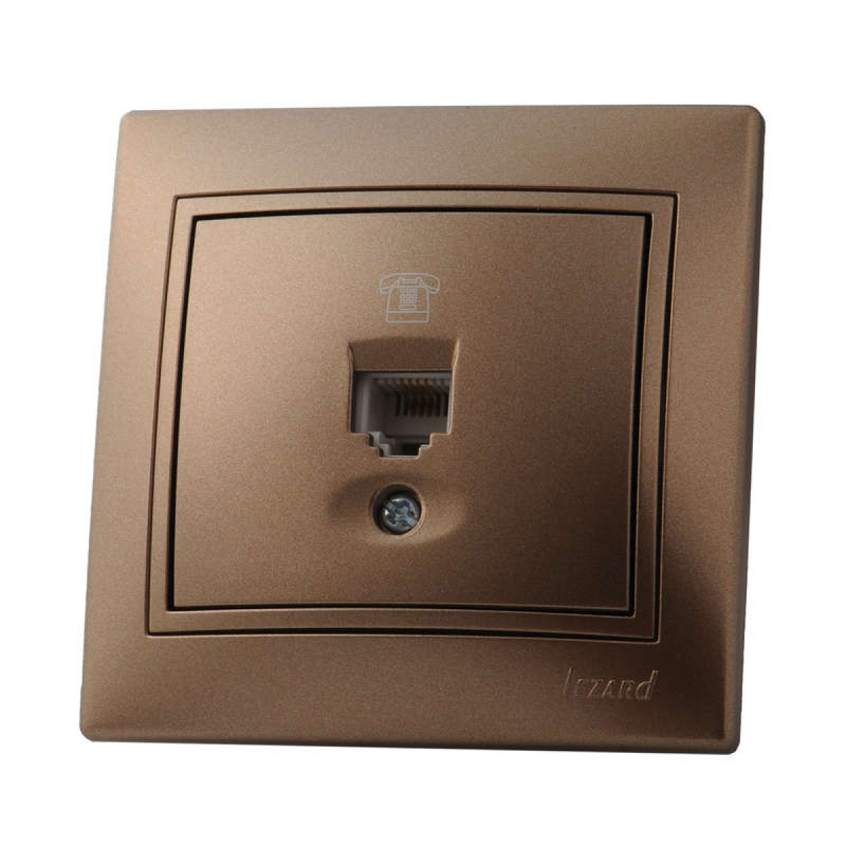 Изображение товара Розетка телефонная Lezard RJ11 16А IP20 евро стандарт коричневая перламутр