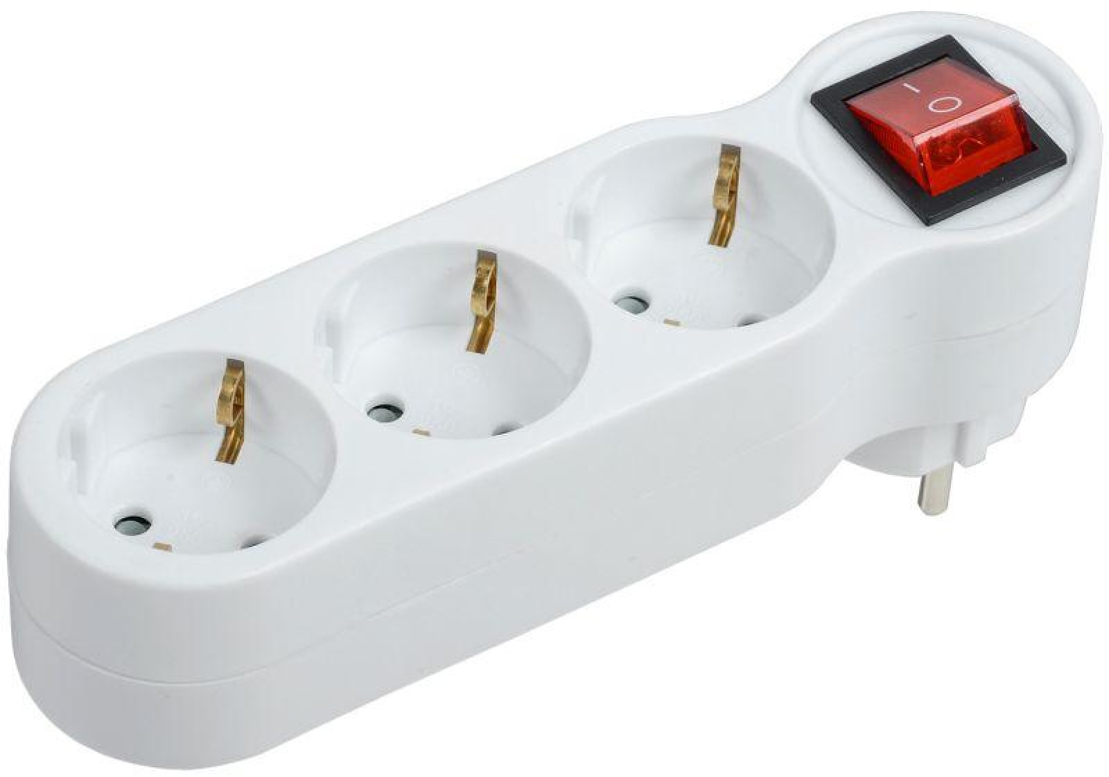 Изображение товара Переходник IEK Разветвитель 3-м 16А IP20 Т-01/03В 2P+PE с выключателем