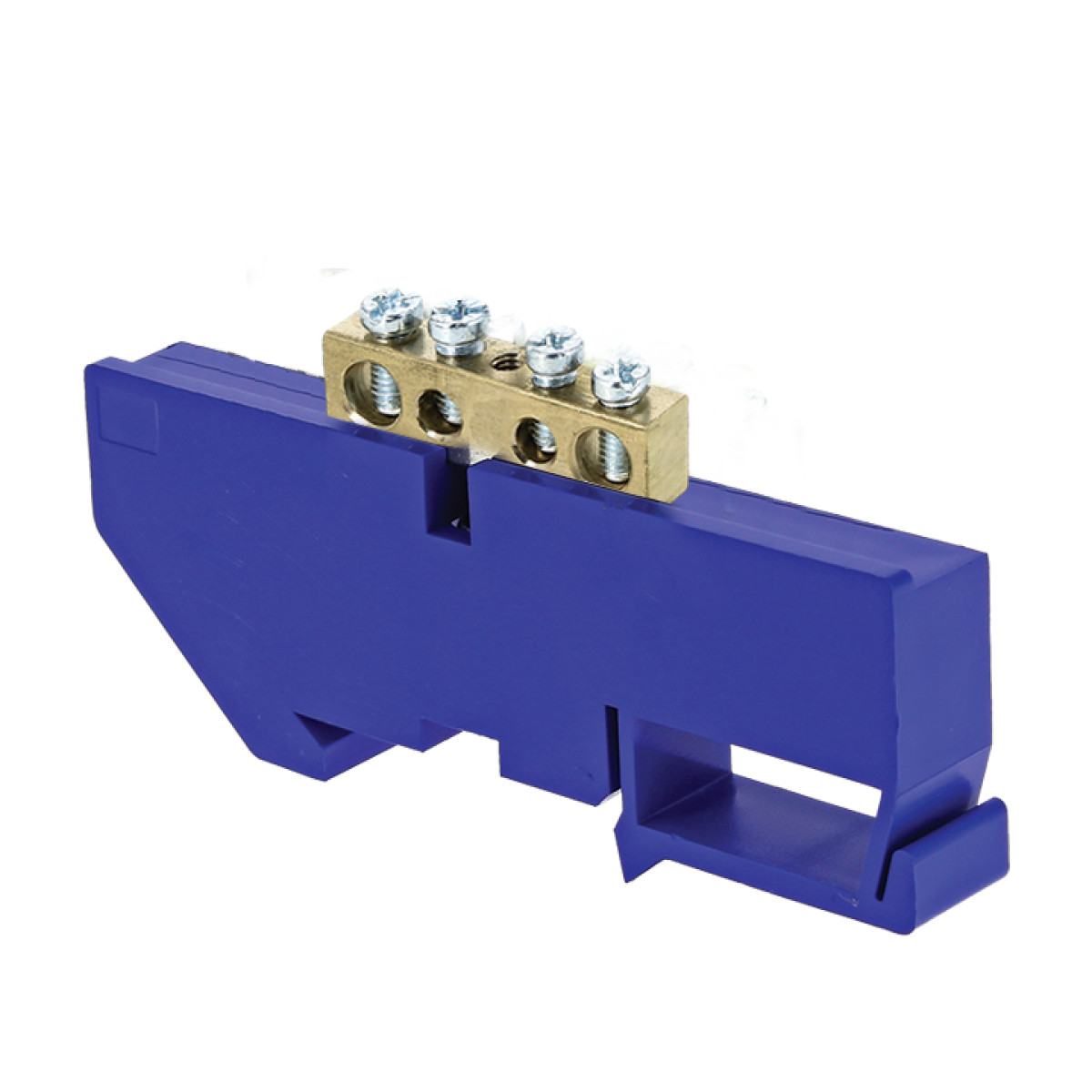 Изображение товара Высоковольтная нулевая шина EKF N 6х9 4 отверствия латунь синяя для DIN-рейки