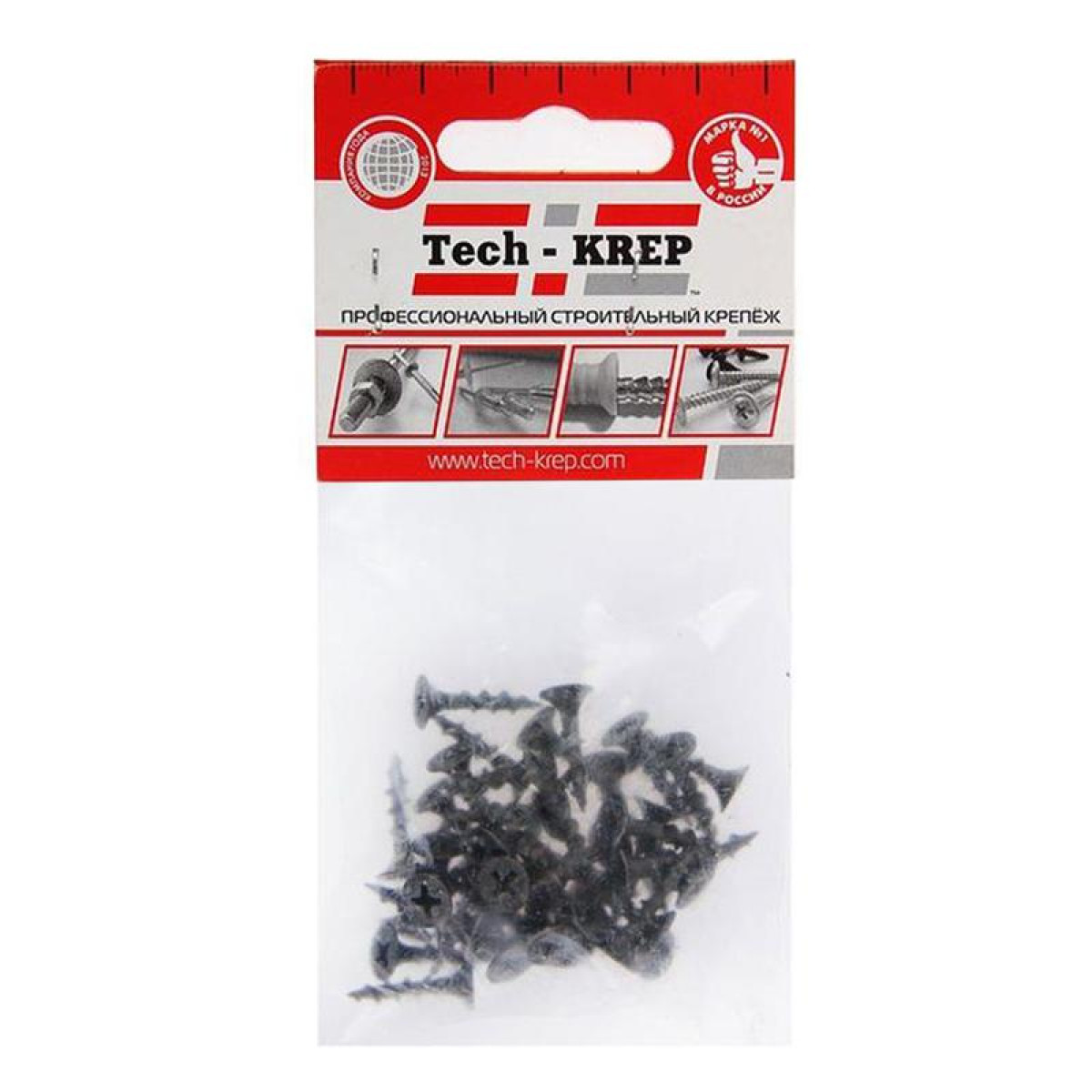 Изображение товара Изделия для электромонтажа Tech-KREP Саморез 3.8х19 гипсокартон-дерево (уп.40шт) пакет Tech-Krep