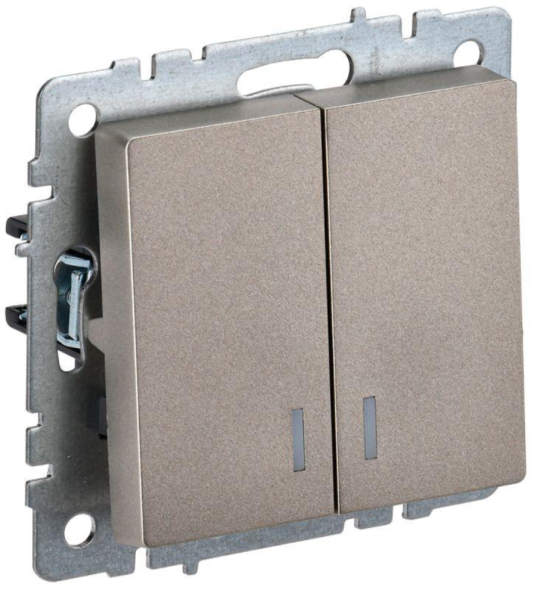 Изображение товара Выключатель 2-кл. СП BRITE IEK ВС10-2-1-БрШ 10А с шампань корпус