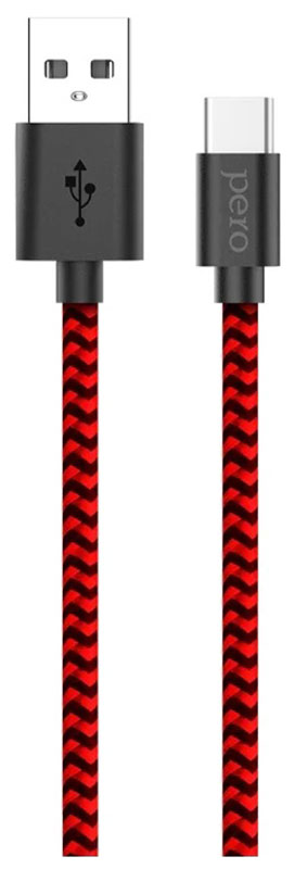 Изображение товара Дата-кабель Pero DC-04 Type-C 3А 2м Red-black Fast Charge
