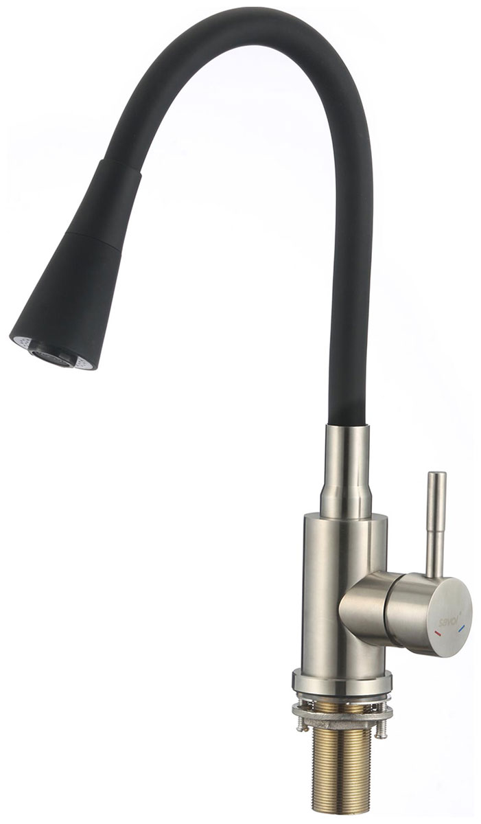 Изображение товара Смеситель для кухонной мойки Savol S-3002LM01 современный однорычажный хром черный Китай