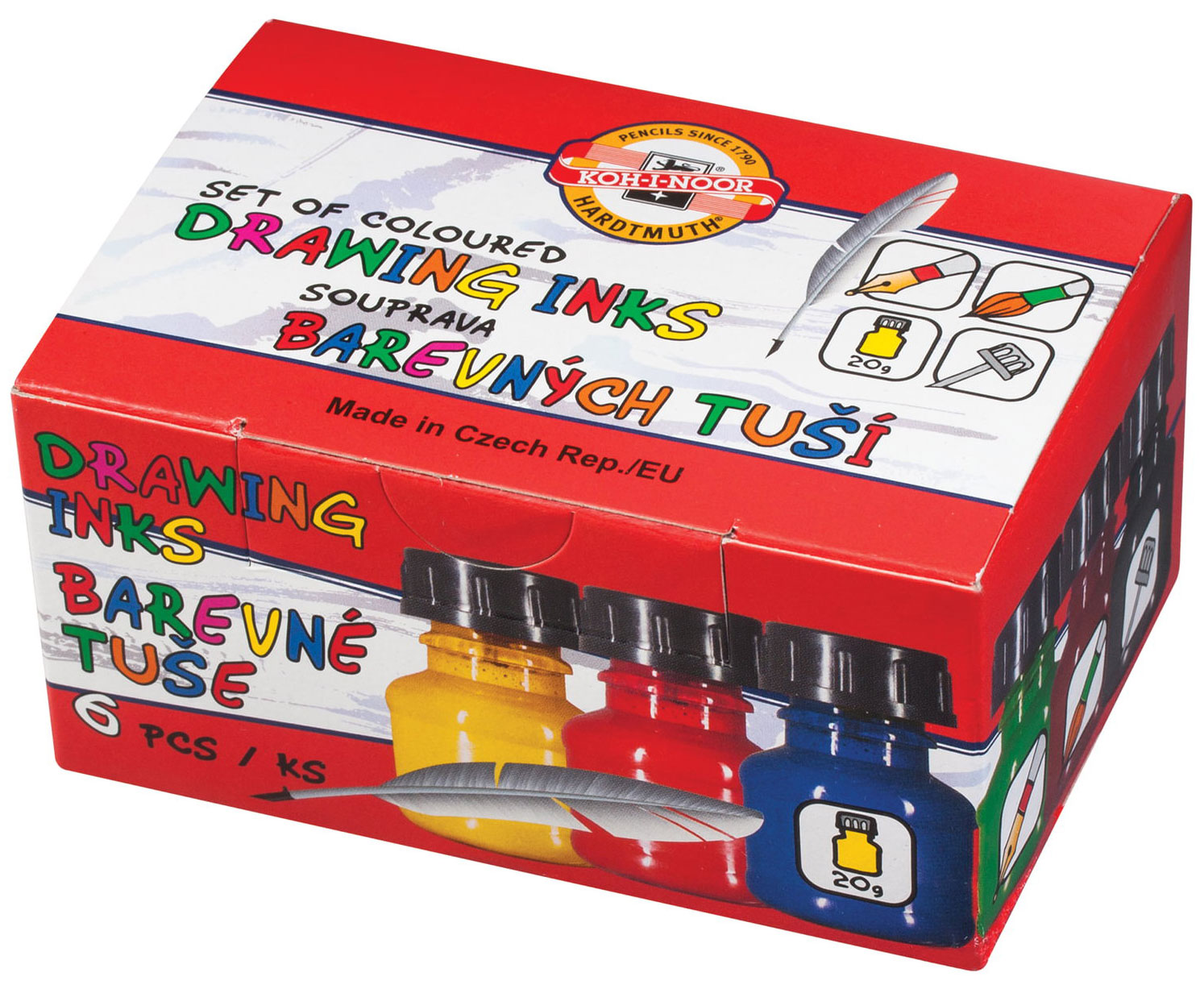 Изображение товара Тушь Koh-I-Noor набор 6 шт. х 20 мл, ассорти, картонная коробка (01417S0601KK)