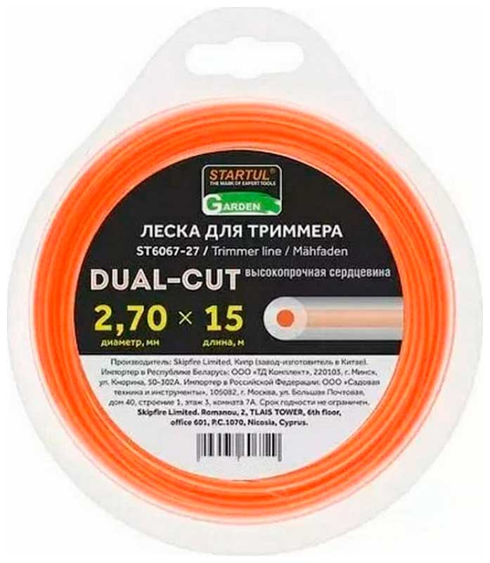 Изображение товара Леска для триммера Startul Garden DUAL-CUT 2.7 мм 15 м круглая с сердечником