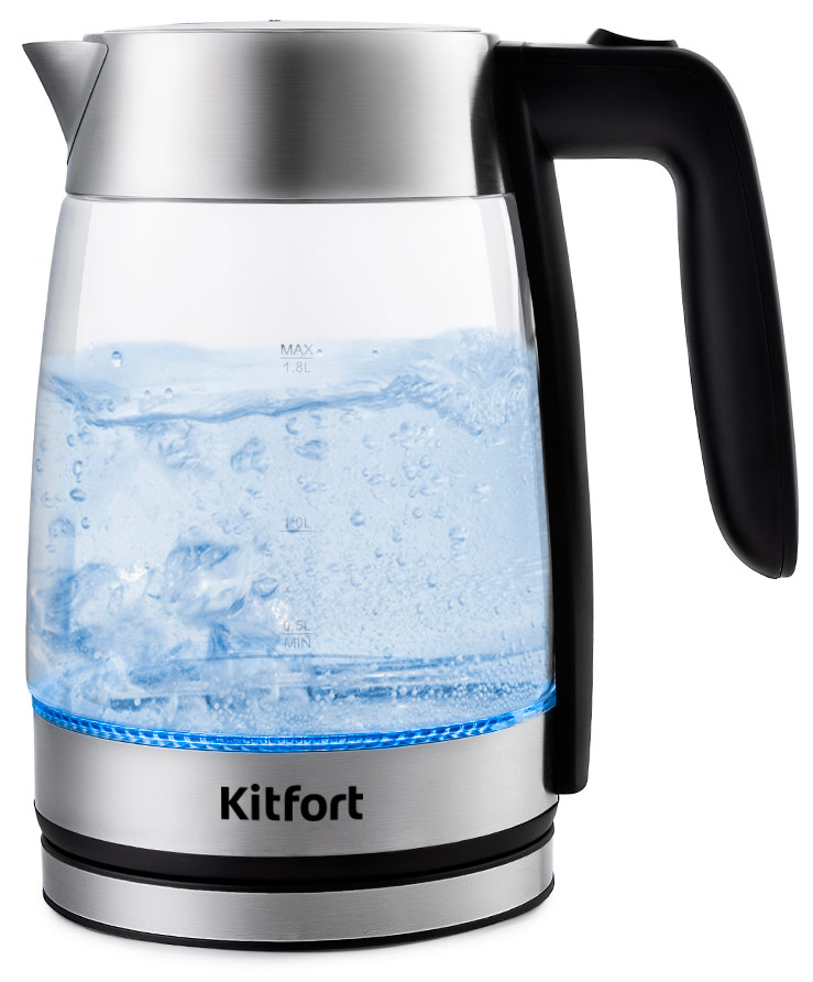 Изображение товара Электрический чайник Kitfort КТ-641 1.8 л мощность 2200 Вт стекло пластик металл