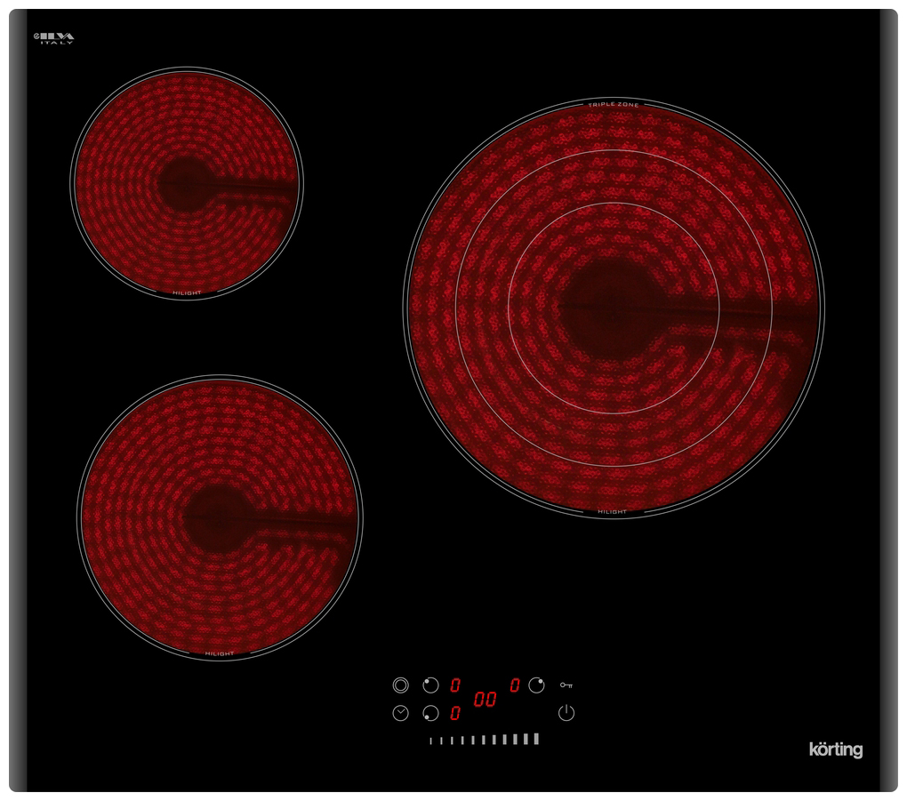 Изображение товара Электрическая варочная панель Korting HK 6351 B3 стеклокерамика 3 конфорки