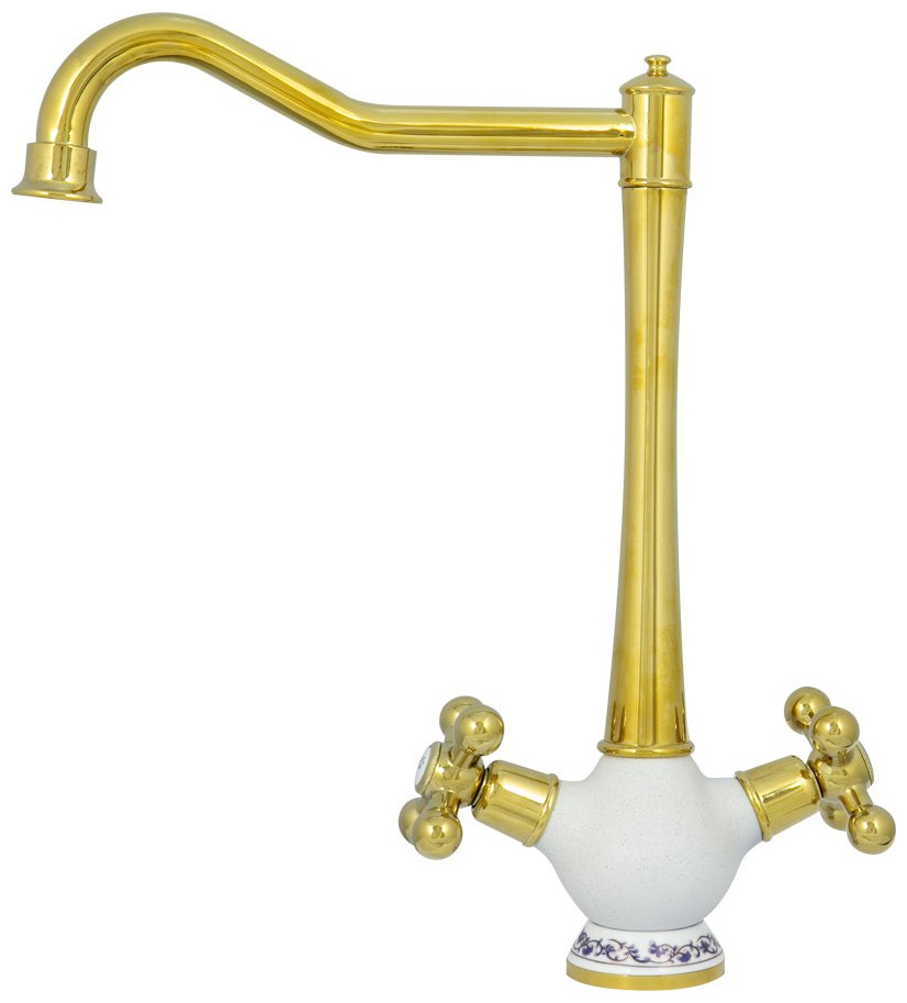 Изображение товара Кухонный смеситель Zigmund & Shtain 2100 Каменная Соль двуручный с фильтром и изливом