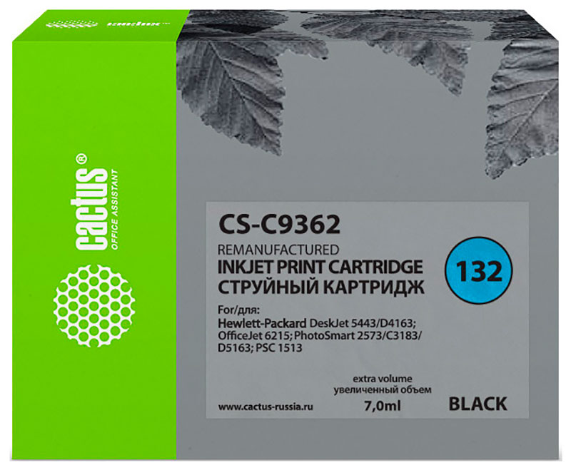 Изображение товара Картридж струйный Cactus CS-C9362 для HP Officejet 6313/6315/Photosmart C3183, черный