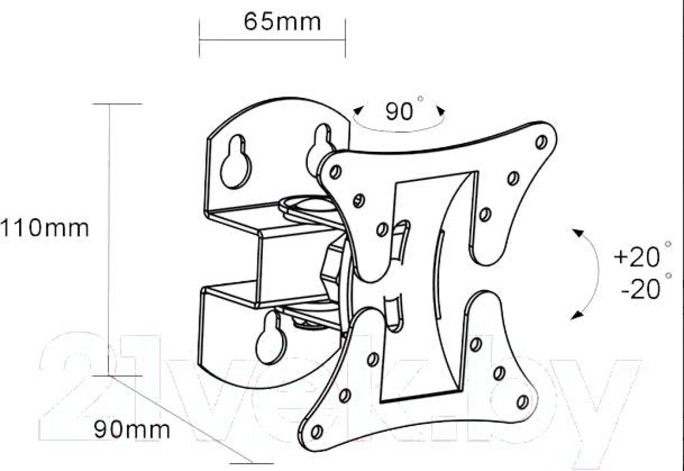 Изображение товара Кронштейн для телевизора Arm media 10005 Media LCD-101 черный 10"-26" макс.30кг настенный поворот и наклон
