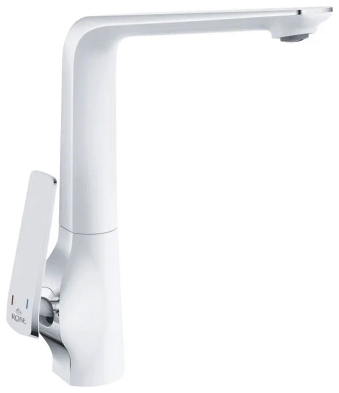 

Кухонный смеситель Rose R13F/белый (R1313F), Белый/хром