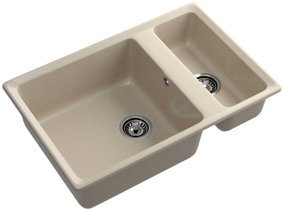 Изображение товара Кухонная мойка GranFest LEVEL 760K из мрамора, 2-чаши, топаз, врезная