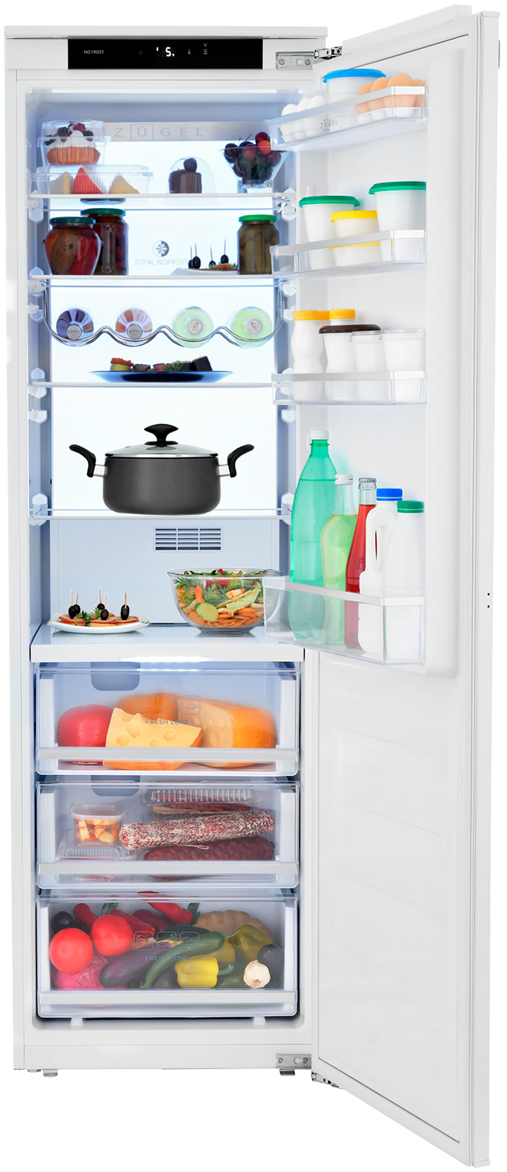 Изображение товара Встраиваемый однокамерный холодильник Zugel ZRI1750NF с No Frost и инвертором