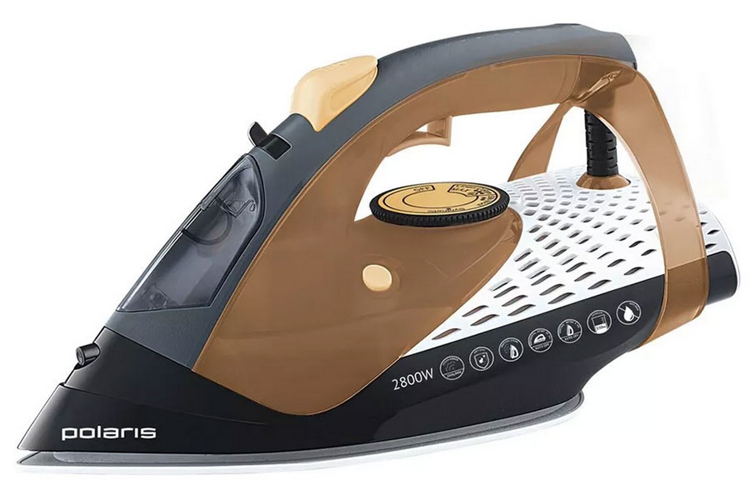 Изображение товара Утюг для одежды с отпаривателем Polaris PIR 2860AK 3 м, черный/оранжевый