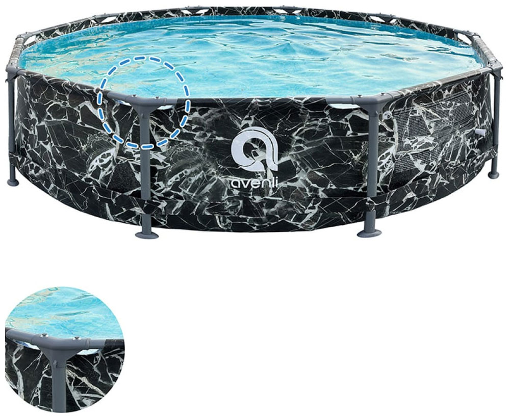 Изображение товара Бассейн каркасный Avenli круглый 305х76 см черный мрамор