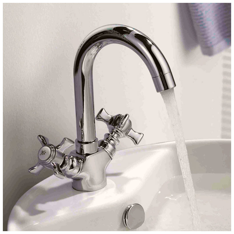 Изображение товара Кухонный смеситель D-Lin хром двухвентильный с поворотным изливом