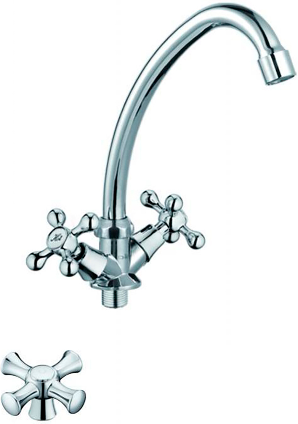 Изображение товара Кухонный смеситель D-Lin хром двухвентильный с поворотным изливом и аэратором