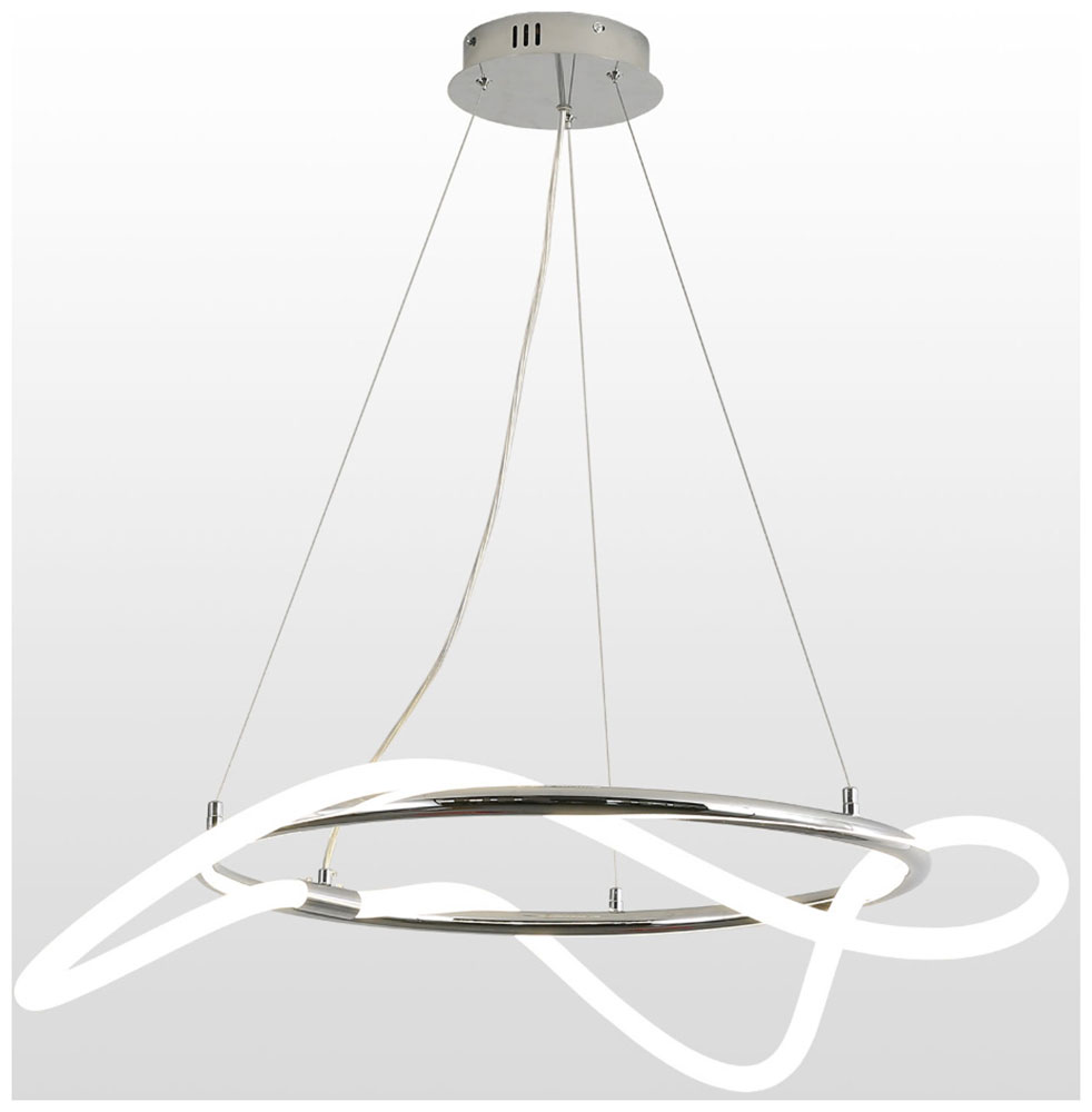 Изображение товара Подвесной светодиодный светильник Lussole Loft River LSP-8390 для спальни с белым плафоном и хромир