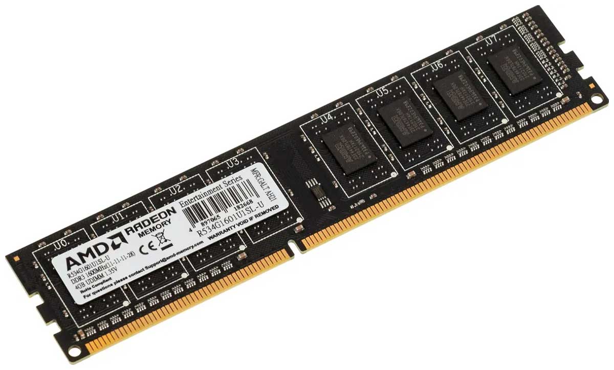 Изображение товара Оперативная память AMD DDR3L 4Gb 1600MHz (R534G1601U1SL-U)