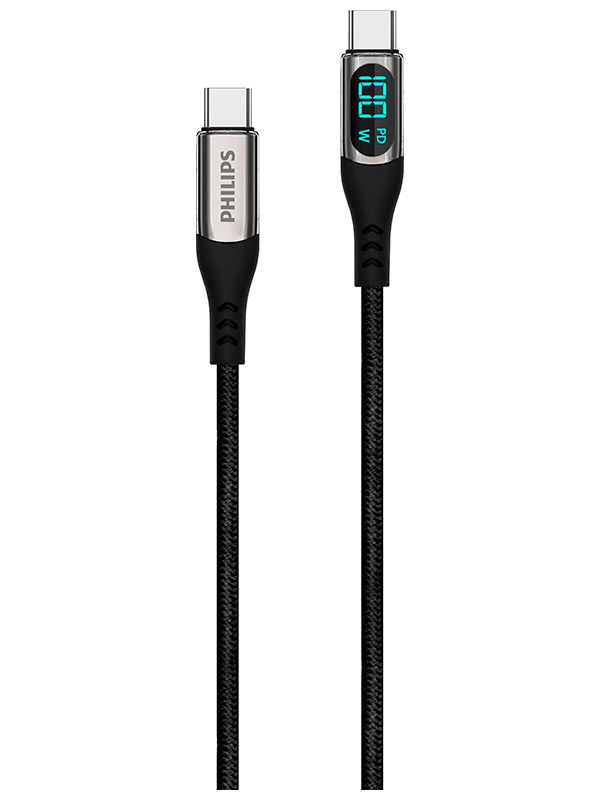 Изображение товара Кабель Philips DISPLAY USB C - USB C, 100W, 1.2м, черный (DLC9100B/74)