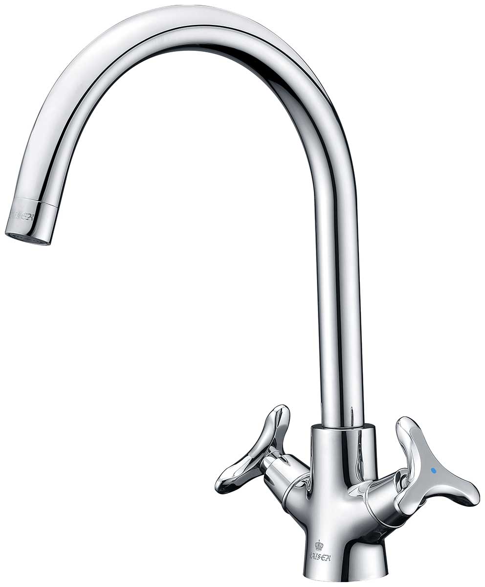Изображение товара Смеситель для кухонной мойки Kaiser Trio хром двухзахватный с поворотным изливом