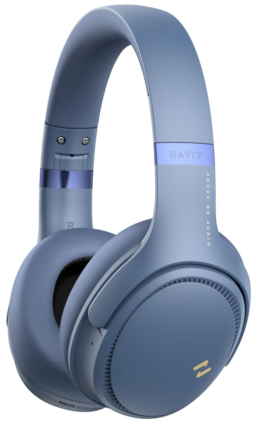Изображение товара Беспроводные накладные наушники Havit H630BT PRO Blue с активным шумоподавлением